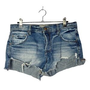 Free People Medium Wash Distressed Cut Off Jean Shorts 27